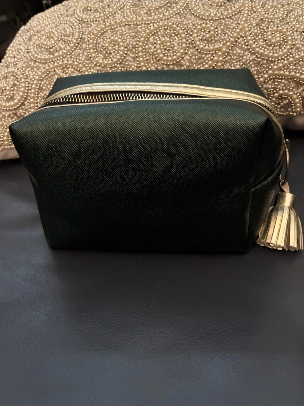 Nicole Miller New York Textured Cosmetic Case with Gold Accents